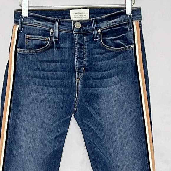 McGuire Ibiza Side Stripe Button Fly Step Hem Cropped Jeans - Size 26 - Picture 3 of 9